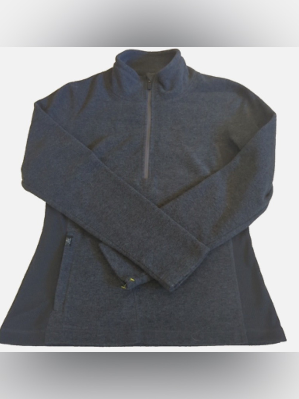 Prana Sweater Womens Gray Jacket Pullover Fleece 1/4 Zip Mock w/Pockets